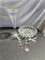 Vintage Crystal Ashtray Beautiful Glass & Crosses