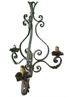 3 Arm Basket Shaped Iron French Fixture w/ Leaves