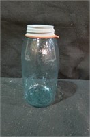 MASON 2 QUART BLUE GLASS JAR W/LID