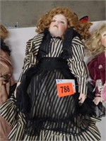 30" PORCELAIN COLLECTOR DOLL W/ STRIPED DRESS
