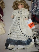 20" T PORCELAIN COLLECTOR DOLL W/ WHITE DRESS