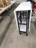 ROLLING DOUBLE DROP LEAF CRAFTING TABLE W/ STORAGE