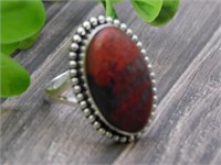 STERLING SILVER CHRYSOCOLLA RING SIZE 6 ROCK STONE
