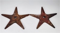 PAIR OF ANTIQUE CAST IRON STAR BUILDING MARKERS