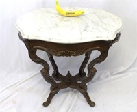 Antique Eastlake Oval Marble Top Table