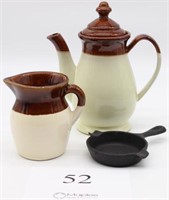 Small crock and teapot-crock measures 4.5" tall