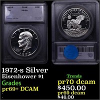 Proof 1972-s Silver Eisenhower Dollar $1 Graded ms