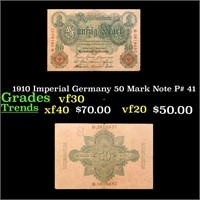 1910 Imperial Germany 50 Mark Note P# 41 Grades vf