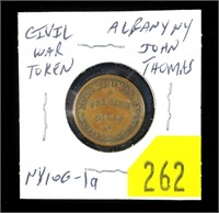 Civil War token, Albany NY, John Thomas