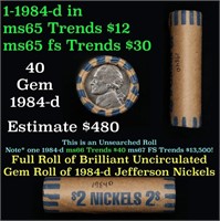 Shotgun Jefferson 5c roll, 1984-d 40 pcs Bank Wrap