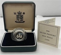 1990 Great Britain Silver Proof Piedfort 5 Pence C