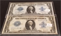 2 Series 1923 $1 Silver Certificates VG-F