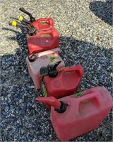 Red Fuel Cans. Parking Lot