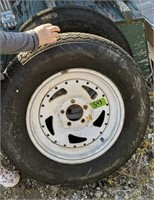 Pair Of Trailer Tires. Parking Lot