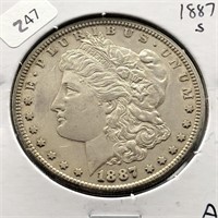 1887 S MORGAN DOLLAR  AU