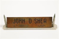Vintage Trench Art Officers Desk Name Plate