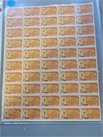Sheet of "Daniel Boone" 6 cent stamps