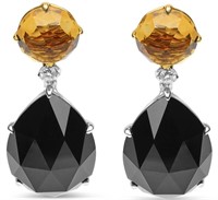 18k Gold 40.12ct Black Onyx & Citrine Earrings