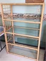 Bamboo Wood Display Shelf W/ Glass Shelfs