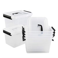 AnnkkyUS 6-pack 5 Liter Plastic Storage Box Bin wi