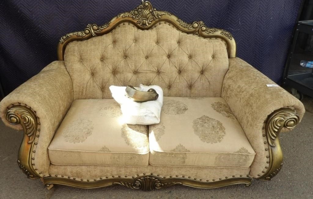 Victorian Style Rolled Arm Love Seat 70inch