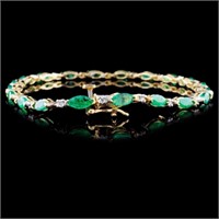5.00ct Emerald & 0.25ct Diam Bracelet 14K Gold