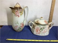RS Vintage floral pitcher and lidded