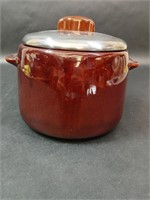 West Bend Stoneware Bean Crock Pot Metal Lid