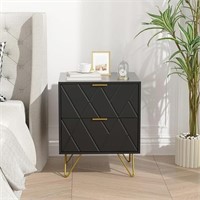 N3154 Black Nightstand with 2 Drawers 17.7 W