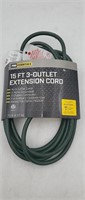 NEW Pro Essentials 15ft. 3 Outlet Extension Cord