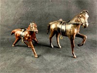 Set of (2) Leather Wrapped Horses Lot #2