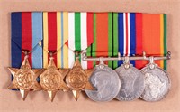 BRITISH WWII NAMED SERVICE 6 MEDALS BAR