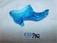 Fenton Glass Blue Shoe Approx. 6" Long