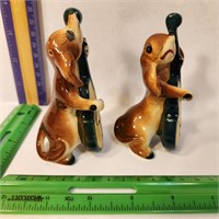 Norcrest Japan Dog Violinist Salt&Pepper Shakers