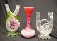 Three various Victorian glass vases