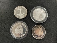 4 - 1 OUNCE .999 SILVER COINS