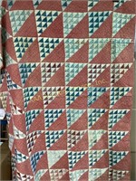 Hand sewn triangle block quilt. Needs repairs.