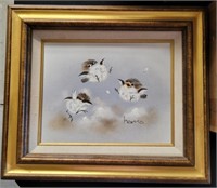 FRAMED ART #4, BABY BIRDS, SIGNED, COA
