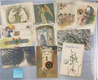 11 New Year’s Antique/Vintage Postcards Ephemera