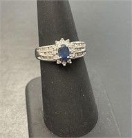 14 KT WG Sapphire and Diamond Ring