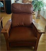 Stickley Cherry Wood Leather Reclining Chair #1