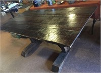 Rustic Pine Wood Picnic Style Table Wood Base