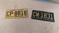 Vintage NC License Plates Lot 58 61