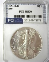 1988 Silver Eagle PCI MS70