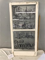 DECORATIVE WINDOW WITH PAINTED ON VERSE