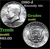 1980-d Kennedy Half Dollar 50c Grades GEM+ Unc