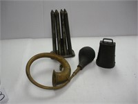 Cow Bell, Candle Mold & Brass Horn