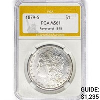 1879-S Morgan Silver Dollar PGA MS61 REV 78
