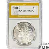 1881-S Morgan Silver Dollar PGA MS67 DMPL