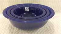3 Cobalt Blue Pyrex Glass Nesting Bowls